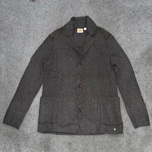 HUGO BOSS Men's Chunky Wool Alpaca Blend Gray & Brown Academia Cardigan EUC  XXL